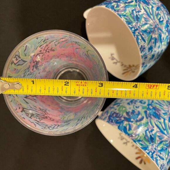 ~ Lilly Pulitzer 2 Blue Floral Hidden Lion Mugs Gold Handles+Pink Floral Tumbler - Picture 16 of 16